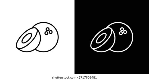 Kokosnuss-Symbole schwarz-weißer Vektor, Linie Symbol gesetzt.