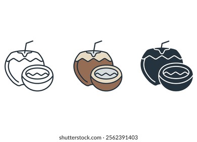 Coconut icons symbol vector elements for infographic web