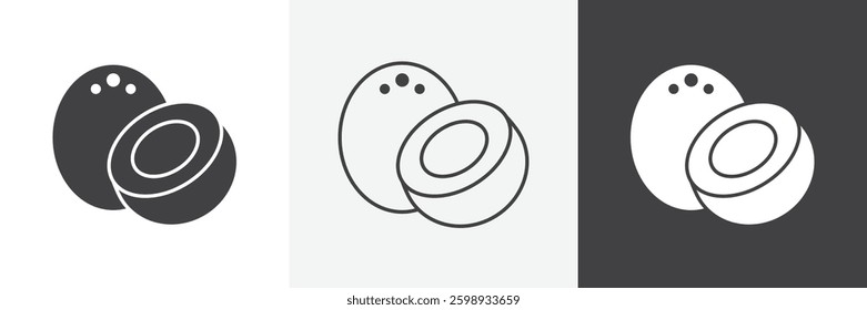 Coconut icons in Thin line black color. flat simple vector symbols illustration.