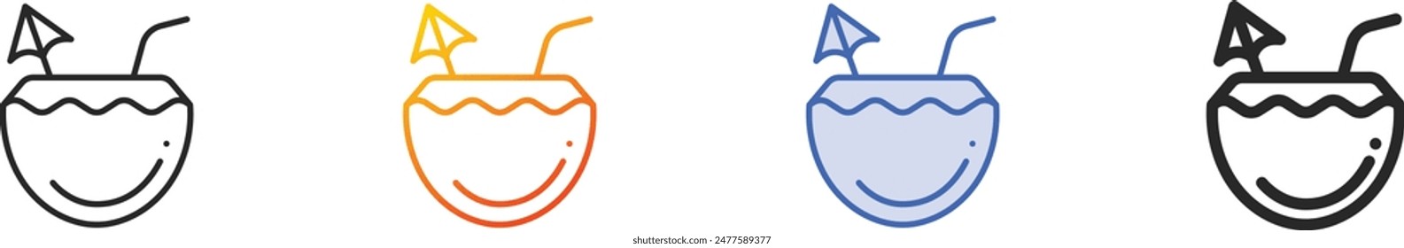 coconut icon.Thin Linear, Gradient, Blue Stroke and bold Style Design Isolated On White Background