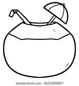 coconut illustration outline isolated vector