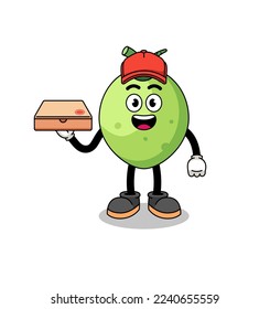 coconut illustration as a pizza deliveryman , character design