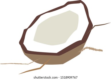 Kokosnuss, Illustration, Vektorgrafik auf weißem Hintergrund.