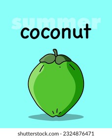Coconut illustration vector for summer festival with simple editing 
