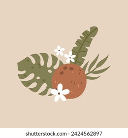 coconut image with palm leaves