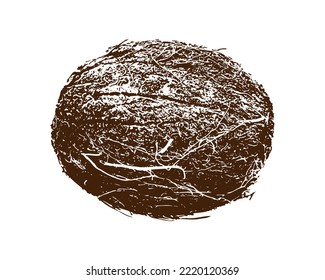Coconut imprint stamp, isolated, white background.