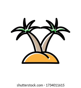 coconut island hand drawn icon vector design