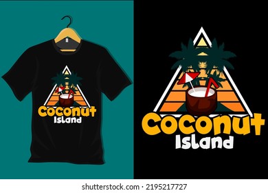 Coconut Island Retro Vintage T Shirt Design