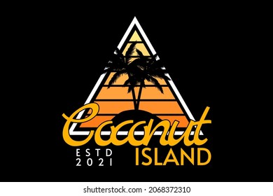 coconut island silhouette retro design