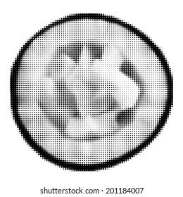 Coconut isolated - dotted - halftone - black and white 