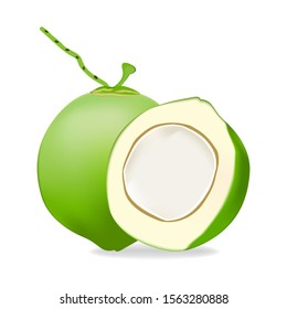 coconut isolated on white background as package design composition.