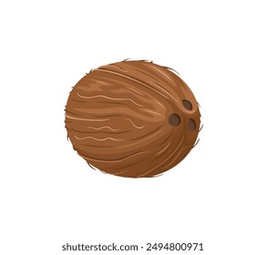 Coconut isolated on white background. Whole unpeeled coconut. Vector cartoon flat illustration. Food icon.