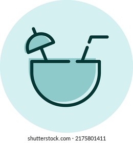 Coconut juice, illustration, vector on a white background.