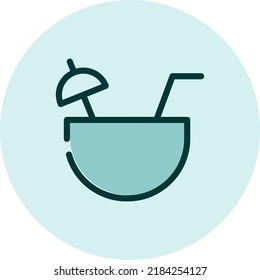 Coconut juice, illustration, vector on a white background.
