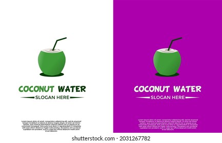Coconut juice logo design concept, coconut water logo design icon, graphic element