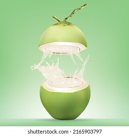 Coconut juice splashing isolated on white background.