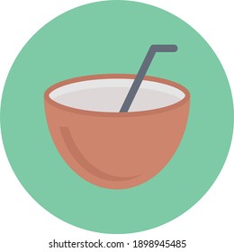 coconut juice vector flat colour icon
