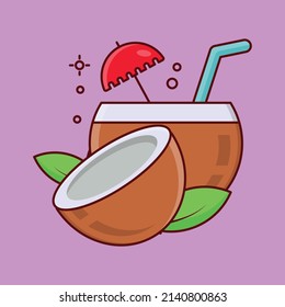 coconut juice Vector illustration on a transparent background.Premium quality symbols. vector line flat  icon for concept and graphic design.