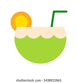 Coconut juice vector, tropical related flat design icon