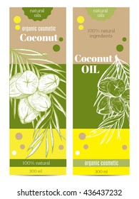 Coconut label.Packing concept for coconut oil. 