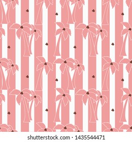 coconut leaf garden pattern pink girl tee illustration art vector
