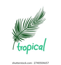 coconut leaf icon with tropical writing without background