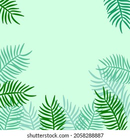 Coconut leaf on green background. Vector and illustration.