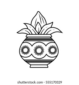 Coconut with leaf and pottery