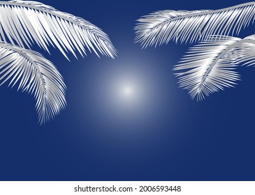 Kokosnuss-Blatt, Vektorgrafik auf blauem Hintergrund.