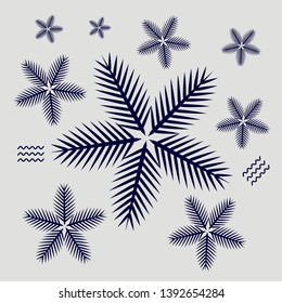 Coconut Leaf vector illustration. Silhouette of Palm Leaf isolated on grey. Suitable for summer background