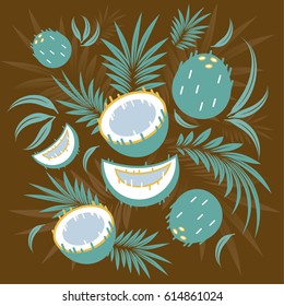 Coconut with leaves