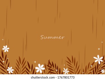 Coconut leaves with flower flat design frame vector background for decoration on vintage summer holiday.