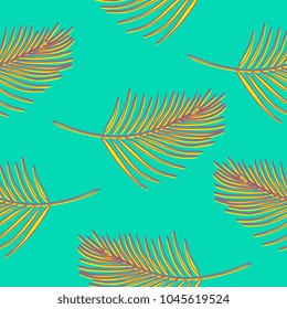 Coconut leaves seamless background with trendy punchy pastels colors. Candy colorful bright for fashion, textile, and backdrop.