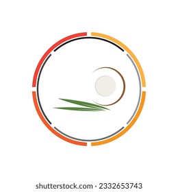 coconut with leaves sign logo illustration design template