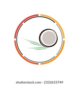 coconut with leaves sign logo illustration design template