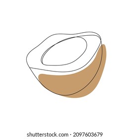 Coconut line art and abstract brown shape