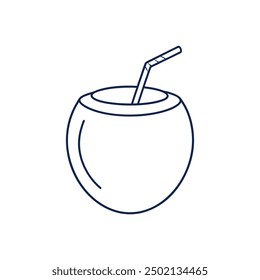 Coconut line art Vector Illustration