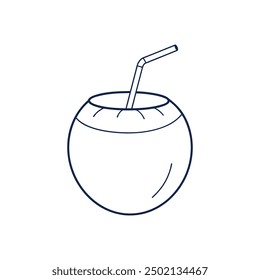 Coconut line art Vector Illustration