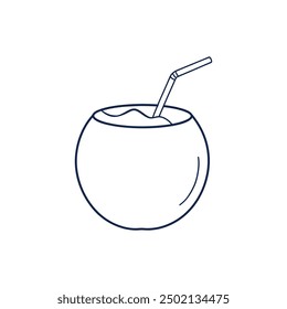 Coconut line art Vector Illustration