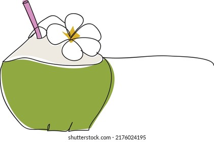 ilustración vectorial de dibujo de línea de coco.