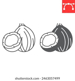 Coconut line and glyph icon, nuts and tropical, coconut vector icon, vector graphics, editable stroke outline sign, eps 10.