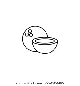 Coconut line icon, fruit logo vector