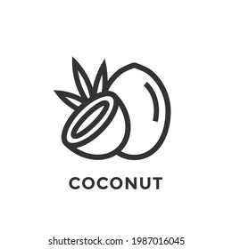 Coconut line icon or linear style pictogram isolated. Vector outline Symbol, logo for coconut oil.