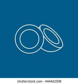 Coconut Line Icon On Blue Background
