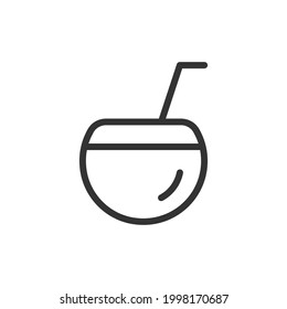 Coconut line icon, sign or symbol. Premium pictogram in trendy outline style. Coconut pixel perfect vector icon isolated on a white background. 