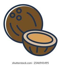 Coconut line icon vector isolated. Symbol of tropical fruit, healthy nutrition. Natural exotic product.