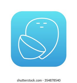 Coconut line icon for web, mobile and infographics. Vector white icon on the blue gradient square with rounded corners isolated on white background.
