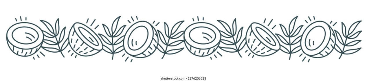 Coconut line ornament background. Editable outline stroke. Vector line.