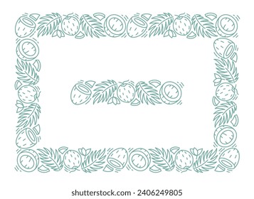 Coconut line rectangle frame. Editable outline stroke. Vector line.