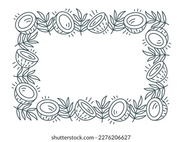 Coconut line square frame background pattern. Editable outline stroke. Vector line.